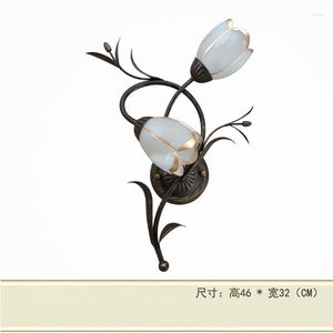 Wall Lamp American Village Flowers Lamps Iron Art Led For Living Room Bedroom Restaurant Tea Shop Loft Decor Sconce Indoor Light