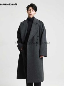 Misturas de lã feminina Mauroicardi outono inverno longo oversized casual macio quente cinza escuro casacos de lã masculino solto elegante roupas de grife de luxo 2022L230918