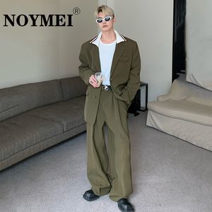 Men's Suits Blazers NOYMEI Niche Design Elegant Men Knitted Patchwork Shoulder Pad Business Casual Highend Bggy Pants WA2737 230915