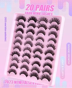 Multilayer Thick Natural 20 Pairs Fluffy False Eyelashes Extensions Naturally Soft Light Handmade Reusable Faux Mink Fake Lashes Full Strip Lash Beauty Supply