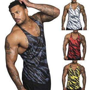 Canotte per allenamento muscolare da uomo Canotte sportive stampate senza maniche Canotte Top Maglietta da palestra Bodybuilding Gilet fitness 4 colori2093