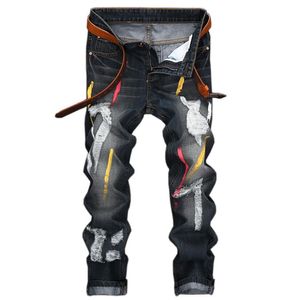 Luxus Vantage Mens Fashions Denim Schwarz Biker Jeans Hosen Gedruckt Zerrissene Jeans Für Männer Hosen Homme Marque De 20250m