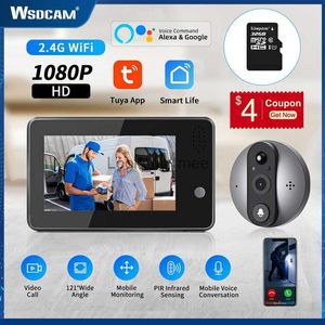 Campainhas Wsdcam Tuya WiFi Campainha sem fio Câmera olho mágico 4,3 polegadas 1080P HD PIR Visão noturna Campainha da porta Monitor externo Smart Home HKD230918
