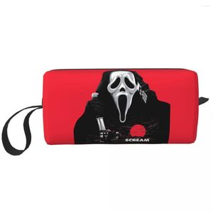 Sacos cosméticos grito fantasma assassino saco feminino capacidade halloween filme de terror maquiagem caso beleza armazenamento higiene pessoal dopp kit caixa
