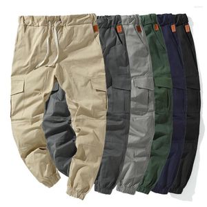 Męskie spodnie Hip Streetwear Mężczyźni sznurki dresowe mody cargo sprężyste talii spodnie harem męskie multi kieszeni