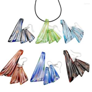 Pendant Necklaces 6 Sets Murano Lampwork Glass Necklace Earring For Women Fashion Knife Shape Mix Colors Chinese Style Jewelry Gift