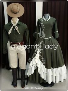 História da moda caçador verde baile vestidos formais manga longa renda bordado mancha guerra civil fazenda costume vestido de noite