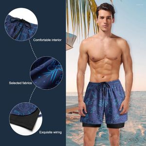 Men's Swimwear Men Running Gym Short Pants Double-layer Swim Shorts Quick Dry Stretch Waist Lace Up Comfortable Liner Fitness Sportswear