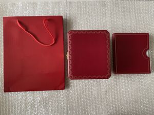 Partihandel röd klocklåda Ny fyrkantig röd originallåda för klockor Box White Booklet Card Taggar och papper