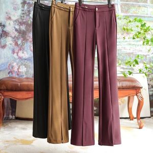 Calças femininas 2023 Micro -fêmea de outono da moda Ocidental Autumn Cor sólido Cilizes simples roupas formais finas