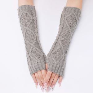 Winter-Jacquard-warme Handschuhe Damen-Halbfinger-Fäustlinge gestrickte wärmere Ärmel lange fingerlose Manschette