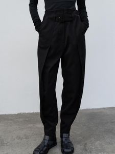女性用パンツ女性ソリッドカラーハイウエストカジュアル大根2023冬の女性ドレープズボン付きベルト