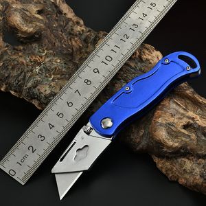 Small Stainless Steel Folding Knives Outdoor Camping Pocket Blades Utility Knife Multifunction EDC MINI Cutter Blue