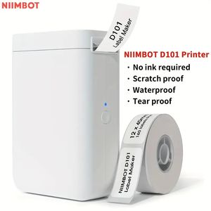 Máquina fabricante de etiquetas NIIMBOT D101 com fita, impressora de etiquetas de 0,5-1 polegada de largura, conexão sem fio, vários modelos disponíveis para bloco de telefone Fácil de usar Escritório em casa