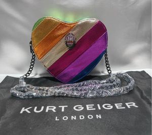 Borse firmate Kurt Geiger Borsa a tracolla a forma di cuore Luxury London Donna Uomo Mini Borsa a tracolla con insegna in metallo pochette pochette Borsa a tracolla con catena Borse Borse da sera