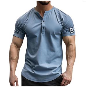 Homens Camisetas Camisa de Verão Camisa de Manga Curta Tops Slim Fit Moda Respirável Tee Punk Streetwear Gótico Henley Vintage