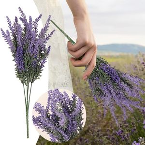 Flores decorativas um ramo de lavanda provençal plástico artificial plantas falsas casamento decoração para casa mesa de natal # t2p