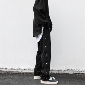 Męskie spodnie męskie odzież streetwear Streetwear Prosty sportowy przycisk boczny podzielony prosto luźne swobodne dresowe presje men288d