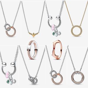 2023 new Fashion designer Necklaces for women jewelry ring rose gold diamond collarbone chain DIY fit Pandoras Signature Intertwined Pendant Necklace