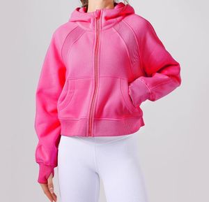 LU-026 Yoga Hoodies Half Full Zipper Scuba Sweatshirt Sports Plush Define Jacket Thicken Fleece Warm Casual Workout Fitness Coat Sweater