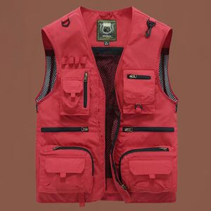 Gilet da uomo Scarico estivo Uomo US Tattico Escursionismo Gilet da pesca Pographer Gilet Mesh Cargo Giacca senza maniche Strumenti Tasca 5XL 230919