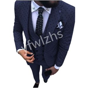 Bröllop tuxedos en knapp män passar brudgummen skårning lapel brudgummen smoking bröllop/prom man blazer jacka byxor väst slips w1251111217