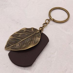 Porte-clés XY097 Pendentif de sac à feuilles Porte-clés en bronze