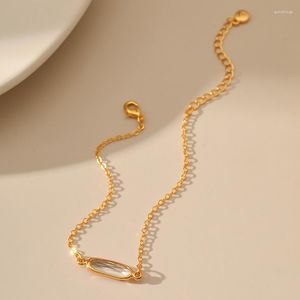 Strand Ccgood Beyaz Rhinestone Bilezik Kadınlar İçin Altın Kaplama 18 K yüksekliğinde Moda Minimalist Aksesuar Mücevher Pulseras Mujer