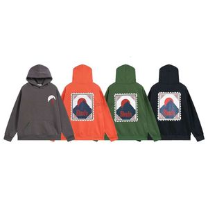 Designer-Modebekleidung, luxuriöse Herren-Sweatshirts, die richtige Version des trendigen Rhude Sunrise bedruckten Kapuzenpullovers, Herbst, locker, lässig, für Herren und Damen, Paar-Kapuzen-Pu