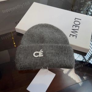 Fashion hiphop hat designer beanie grey cap CE brand knit beanies rabbit hair cold protection ear protection winter luxury icon designer bucket hat