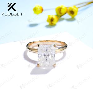 Hochzeit Kuoit 4CT Radiant Cut Diamond für Frauen Feststoff 18K 14K Gelbgold Klassiker Solitaire Ring Engagement GRA 230915