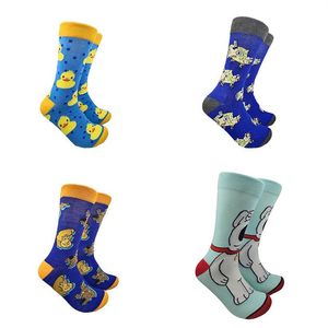 Men's Socks Novelty Cartoon With Cute Animals Duck Monkey Pattern Funny Anime Avatar Skateboard Cool Street Sports340m