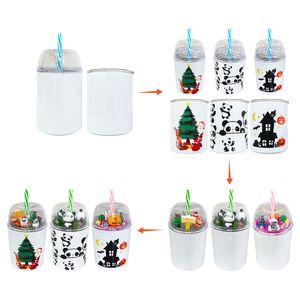 Depo Ücretsiz Nakliye Yeniden Kullanılabilir Boş Süblimasyon Paslanmaz Çelik 10oz Lowball 22oz Yağ 20oz DIY Tumblers Mini Reçine Figürleri İçin Glitter Dome Kapağı