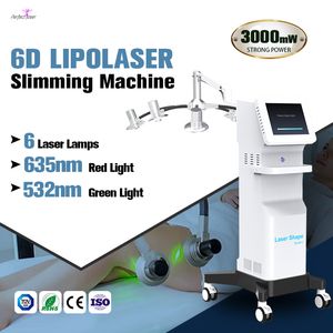 2023 Nova máquina de formato corporal a laser Lipo 6D Lipolaser Body Shaping Posicionamento preciso Derretimento de gordura 6DLipo 2 anos de garantia Máquina de perda de peso a laser 532nm