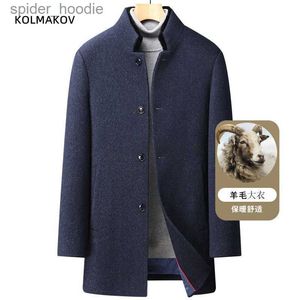 Herr ullblandningar 2022 Nya ankomst Vinterjackor Fashion Woolen Coat Men's Casual Wool Trench Coat Men Dress Jacket Men Full Size S-3XL L230919