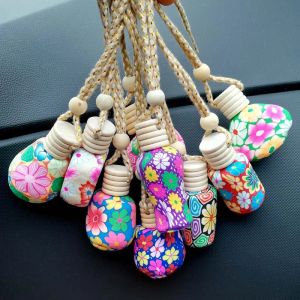 Fashion Perfume Bottle Polymer Clay Empty Perfume Glass Essential Oils Diffusers Car Pendant Car Hanging Ornament Packing Bottles