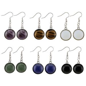 Chinese Round Gem Earrings with Natural Chakra Crystal Exquisite Earrings As A Commemorative Day Gift for Friends and Lovers