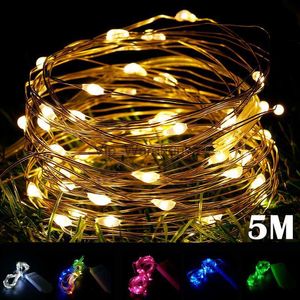 LED-Ketten, Party-Knopf, batteriebetrieben, Kupferdraht-Lichterkette, LED-Hochzeitsgirlande, Party-Lampe, 20 Stück, 5 m, Garten-Fee-Lampe, Weihnachtsdekoration, HKD230921