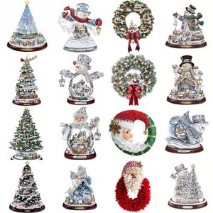 Christmas Decorations Christmas Tree Wreath Santa Claus Ornaments Glass Sticker Xmas Home Office Decor