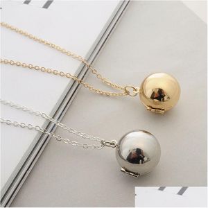 Secret Mes Ball Locket Necklace Gold Sier Pendant Personalized Custom-Made Note Gift For Lover Best Friend Drop Delivery Dhmv1