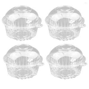 ベイクウェアツール100個の透明なプラスチックシングルカップケーキケーキボックスマフィンドームホルダー