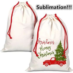 Dhl süblimasyon boş Noel Baba çuvalları 50x70cm DIY Personilize Drawstring Çantası Noel Hediye Çantaları Cep Isı Transferi