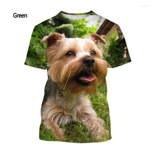 Homens Camisetas 2023 Moda Animal Cão Yorkshire Terrier 3D Impressão T-shirt e Verão Feminino Casual Manga Curta Redondo Pescoço Top