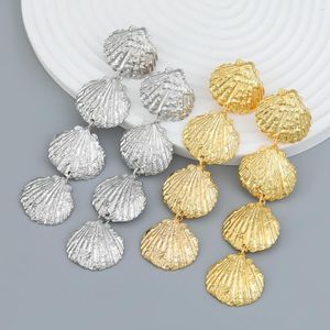 Brincos pendurados 90s design cor dourada mar concha longa borla delicada vintage metal verão para mulheres joias da moda