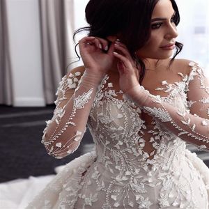 Wedding Dresses Mermaid Bride Bridal Gowns Long Sleeves Lace Appliques Detachable Train Removable Skirt Custom Made Plus Size270z