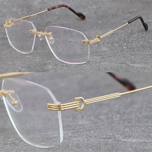 Senaste modemetall Stora fyrkantiga ramar 0271S-1 Rimless Eyewear Women Glasögon Män lyxskyddsglasögon Fashion Designer PA3105