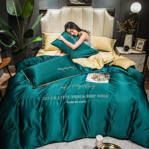 set di biancheria da letto in seta a quattro pezzi king size queen size copripiumino di lusso federa copripiumino trapunte da letto di marca set di alta qualità fast2383