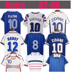 1998 França Retro Soccer Jerseys 1982 84 86 88 90 96 98 00 02 04 06 Zidane Henry Maillot de Foot Rezeguet DesAILLY Clube Francês Clássico Vintage Jersey