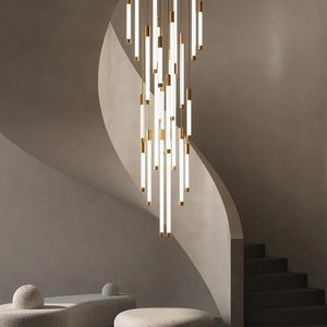2023 Scala moderna Lampadario a LED Soggiorno Lampada a sospensione Illuminazione Duplex Attico Decorazione della casa Ristorante Lampadari a soffitto luminosi