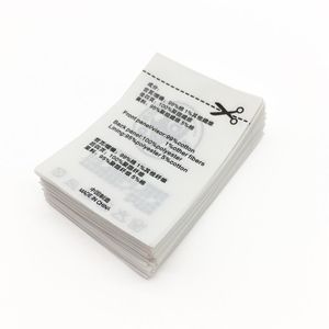 Drucken Etiketten Care Label Drucken 500pcs benutzerdefinierte Etikett schwarz Farbe auf beiden Seiten Gerade Cut Care Logo Label für Kleidung284Q gedruckt